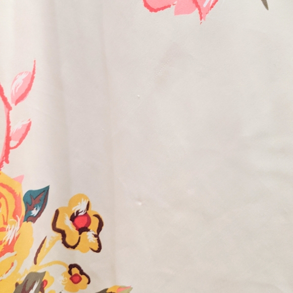 Satin Off-White Floral V Neck Midi Dress - Picture 5 of 14